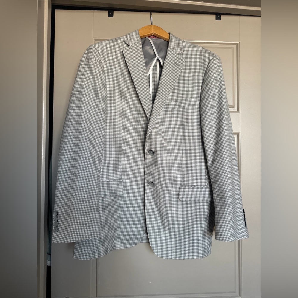 Hart Schaffner Marx Men's Sport Coat Jacket 42R Grey Plaid Two Button